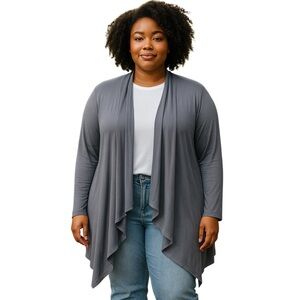 Lane Bryant blue grey open front waterfall stretch cardigan size 22/24